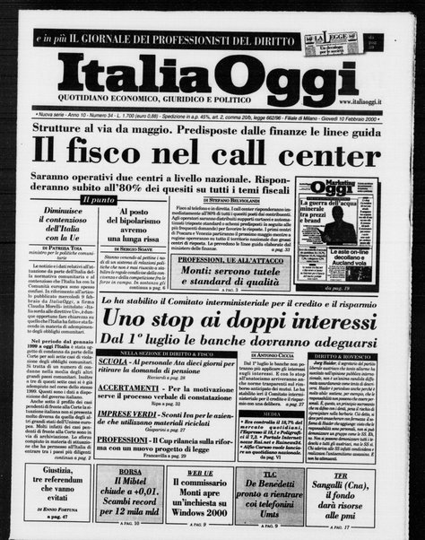 Italia oggi : quotidiano di economia finanza e politica